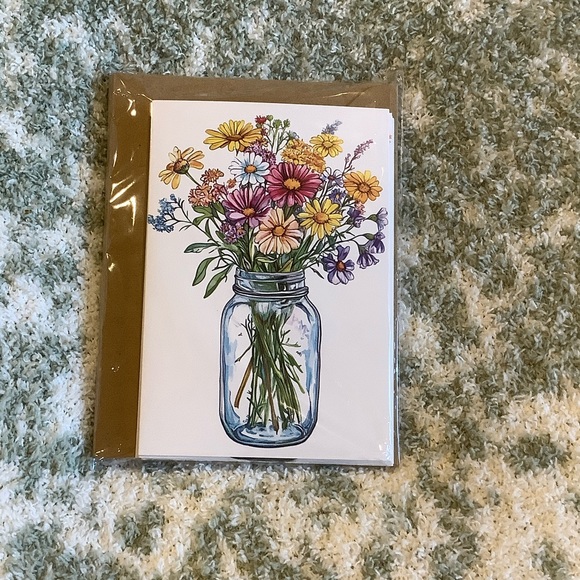 Farmhouse Floral Mason Jar Bouquet Greeting Cards Set of 6 NWT 4x5.5” - Picture 9 of 10